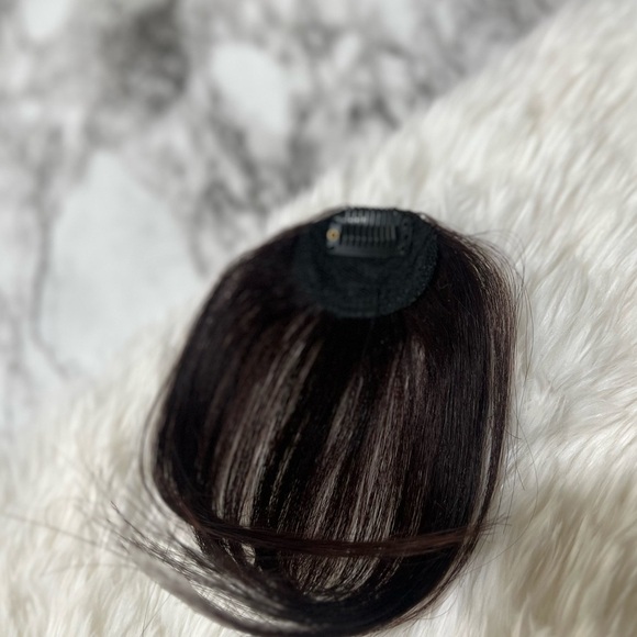 100% Human hair Clip in Bangs Dark Red Brown - Picture 5 of 6